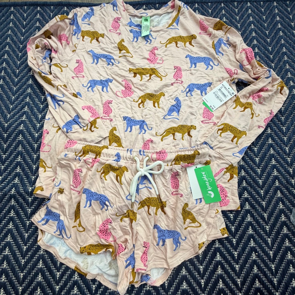 Honeydew Intimates Pajama Set Women XS Pink Multicolor Cheetah